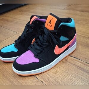 Nike Black and Purple High-Top Sneakers